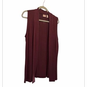 NWT Chico’s Sleeveless Open Front Long Cardigan Vest - Wine